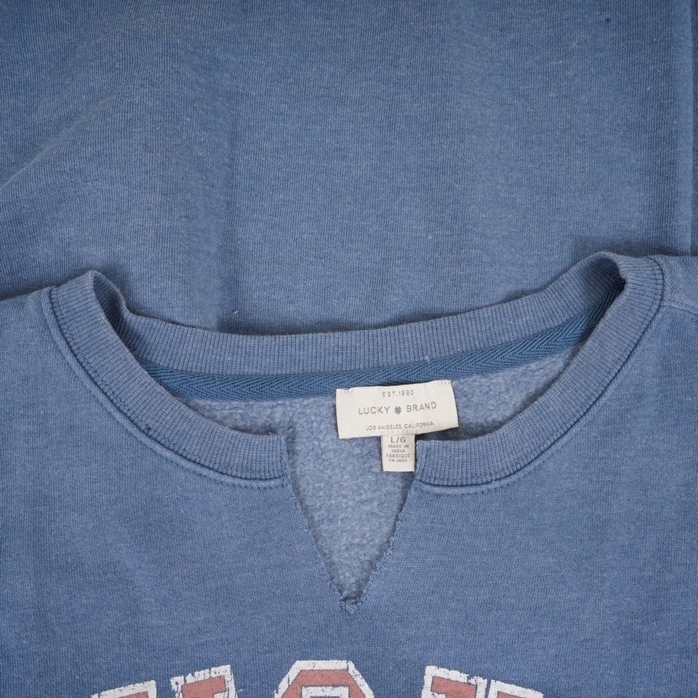 NWT Lucky Brand Light‎ Blue V Neck Cut Off Sweater Size L​ - Picture 4 of 8